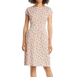 Boden Florrie Floral Jersey Dress White Orange Red Green Pink Cotton Size 6